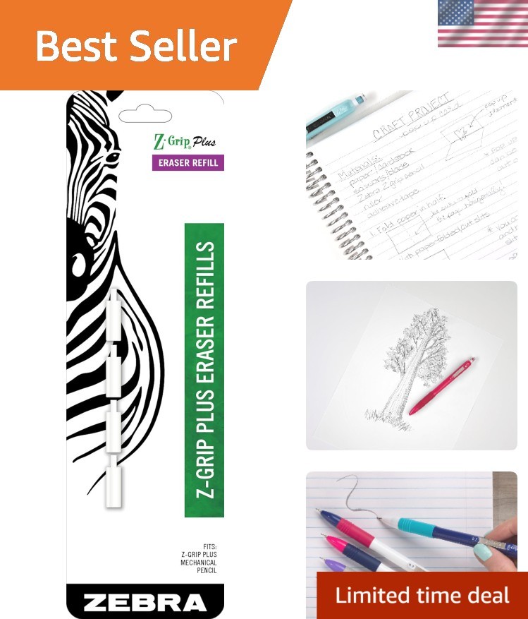 Effortless White Eraser Refills for Zebra Mechanical Pencils – Compact 4 Count