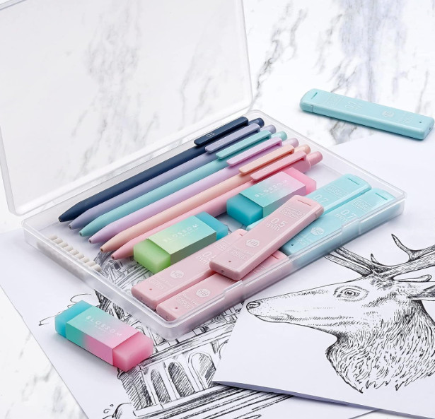 Four Candies Cute Mechanical Pencil Set, 6-Pack 0.5/0.7mm | 360 Lead Refills, 3