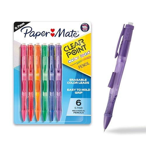 Clearpoint Mechanical Pencils – 0.7mm Color Lead – 6 Count – Paper Mate