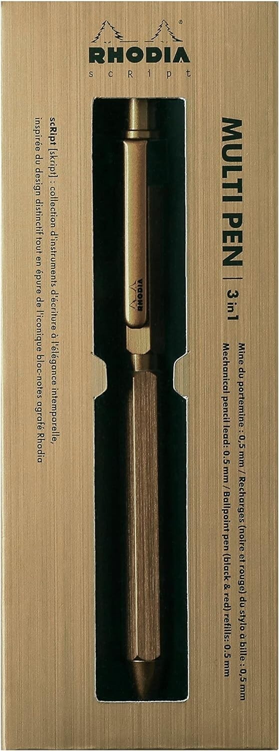 Rhodia Multi Mechanical Pencil Ballpoint Pen Hexagonal Script Limited Color Gold