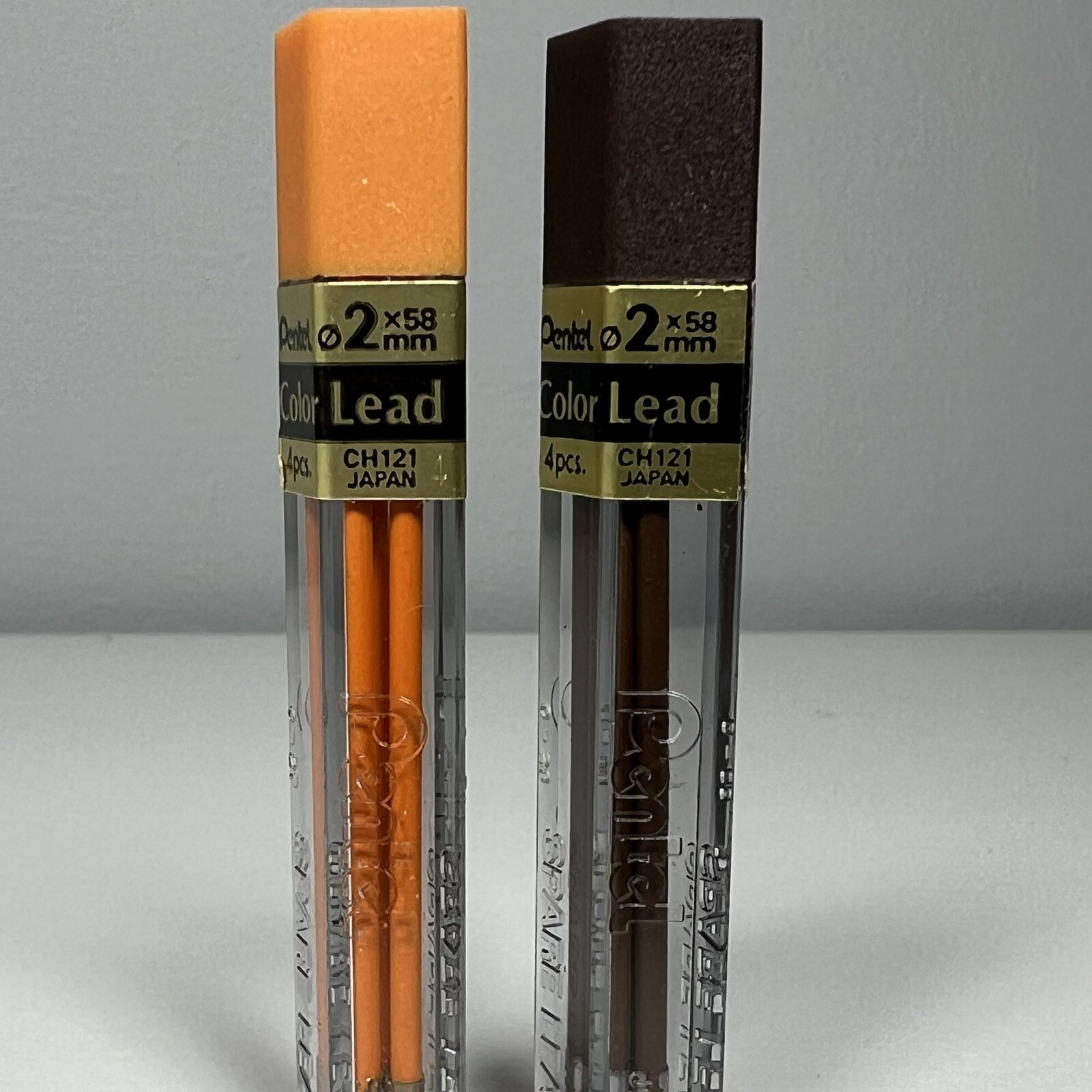 Vintage Pentel Brown & Orange Color Leads 2x58mm CH121 Japan New