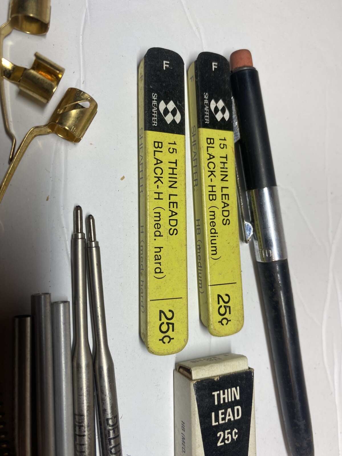 Vintage Lot Of Pen And Pencil Refills Clips And Parts