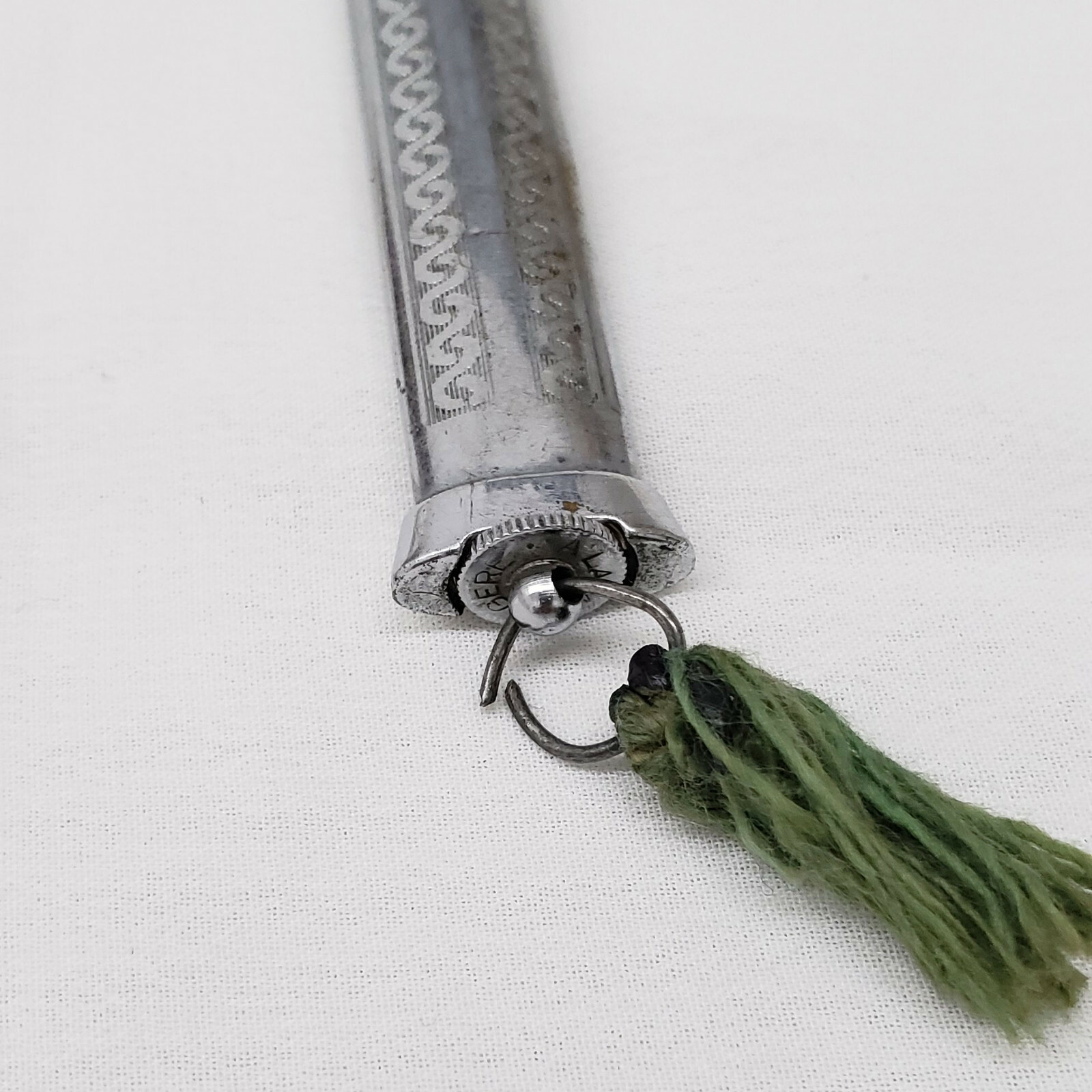 Vintage Alamenagere Engraved Mechanical Pencil 1.1mm France Green Tassel