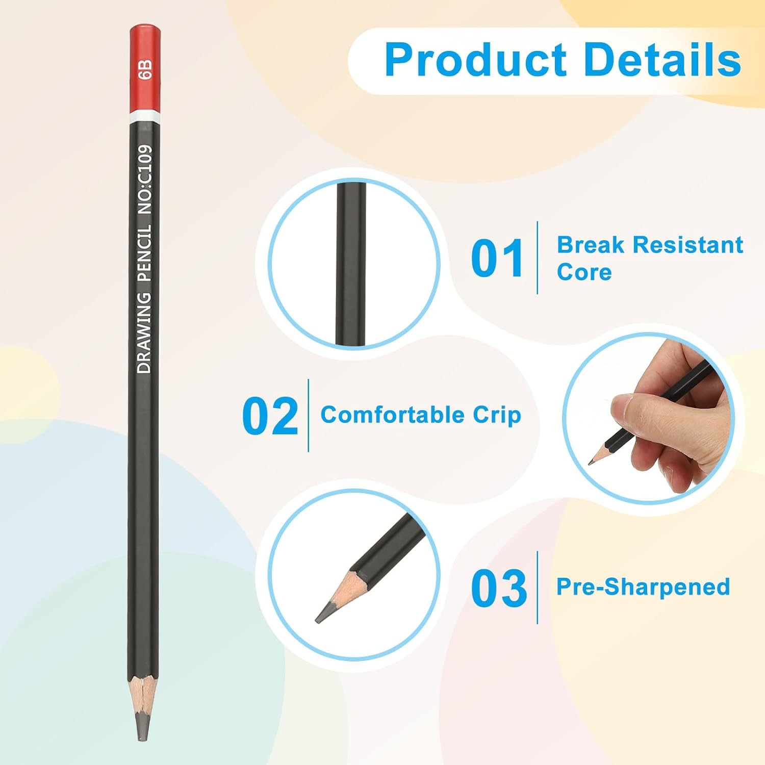 PATIKIL 6B Drawing Pencils for Sketching, 12PCS Sketch Drawing…