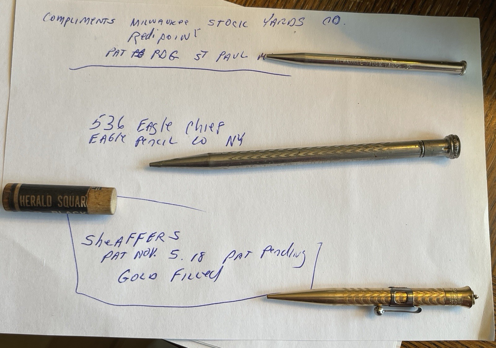 Vintage Mechanical Pencil Lot Scheaffer Gold Filled Eagle Chief Herald Square