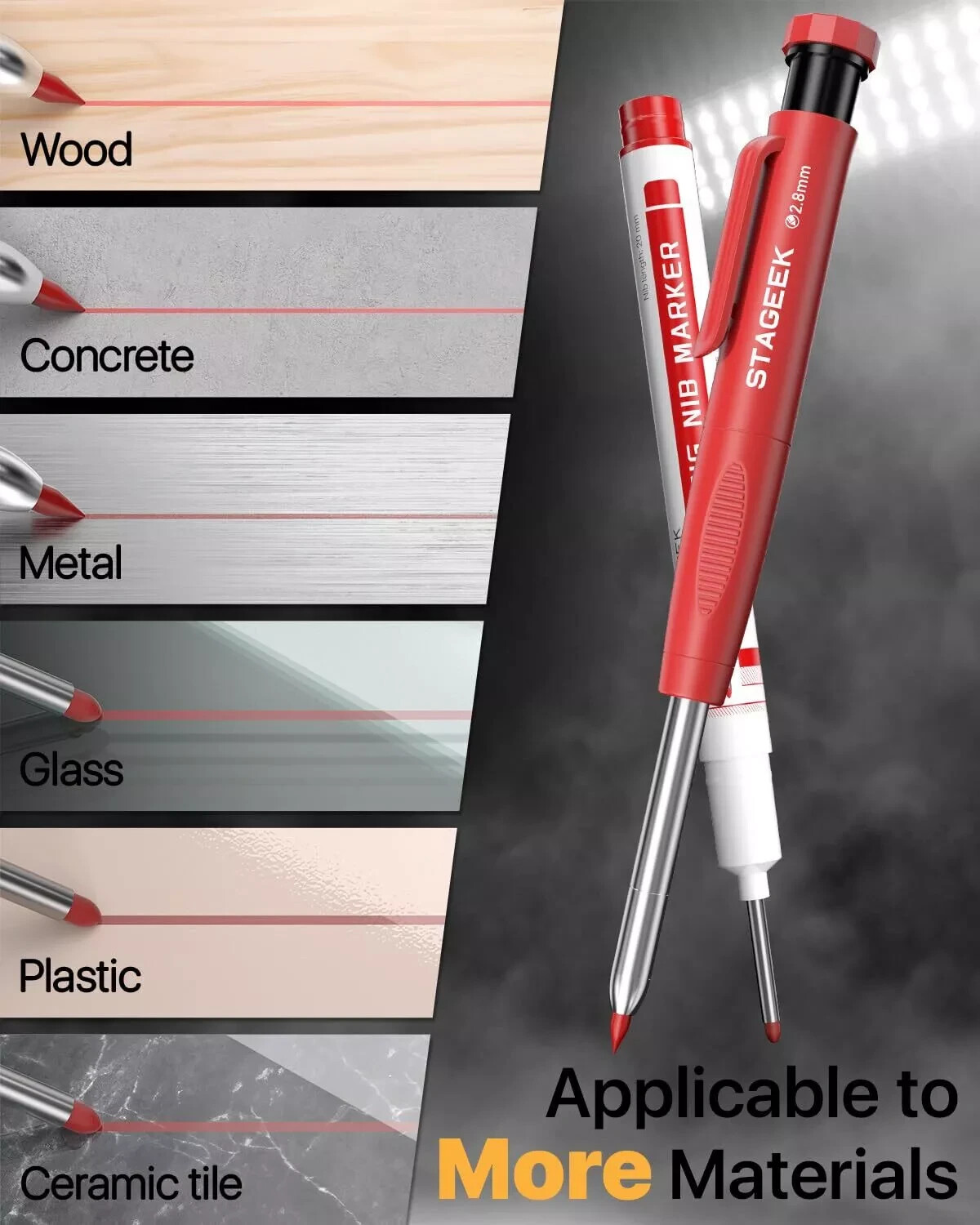2PCS Carpenter Pencils with Sharpener, Heavy Duty Woodworking Tools, Mechanical