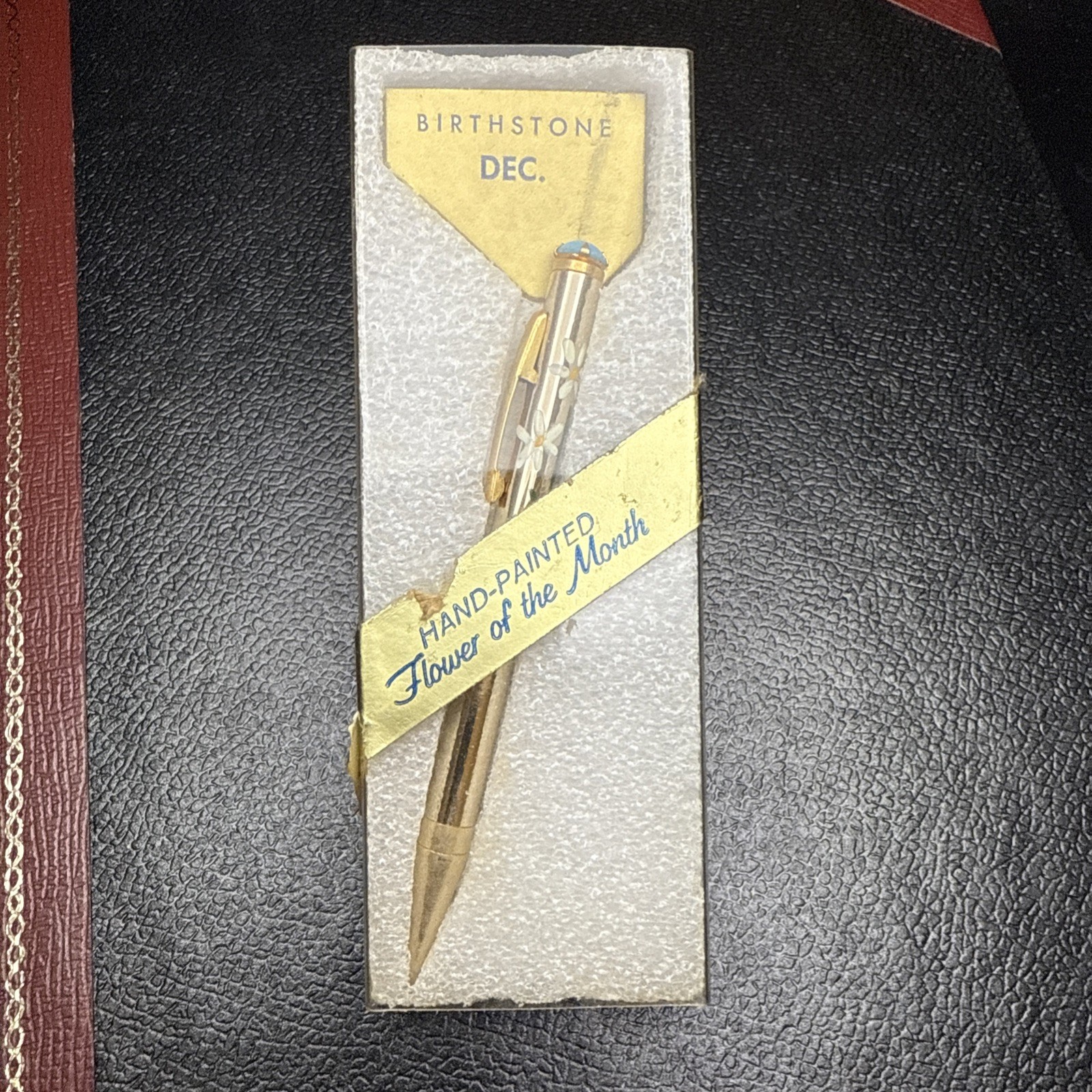 Vintage Handpainted Flower Of The Month gold Mechanical fine lead Pencil ASCOT