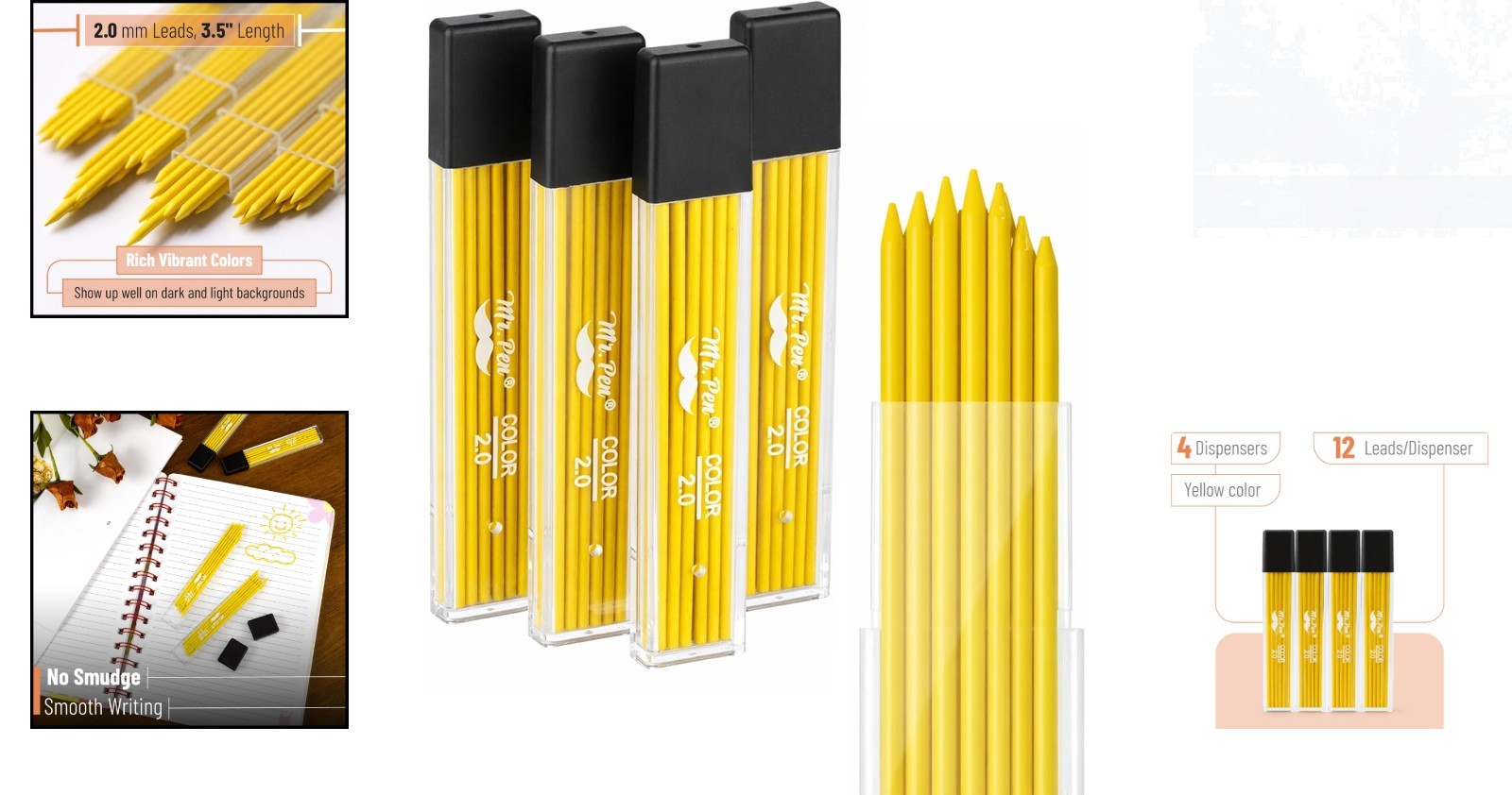 2.0 mm High-Visibility Yellow Lead Refills – Perfect for Woodworking & Drafting