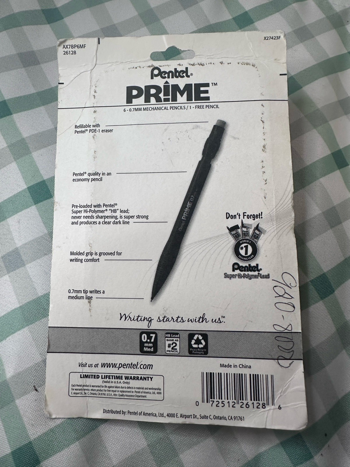 Pentel Prime Mechanical Pencil 0.7Mm Assorted Barrel Colors Pack of 7 AX7BP6MF