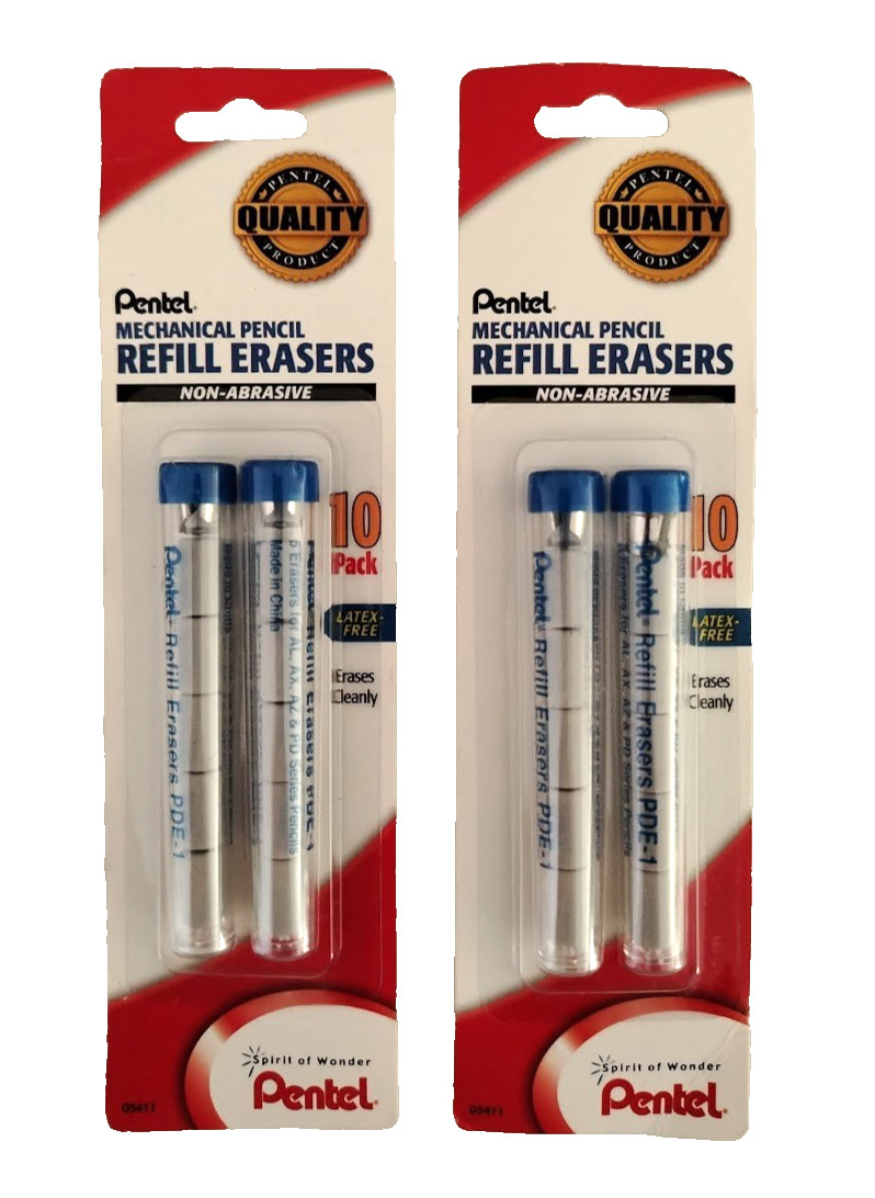 Pentel Refill Eraser for Mechanical Pencils White 4 Tubes 5 Erasers per Tube