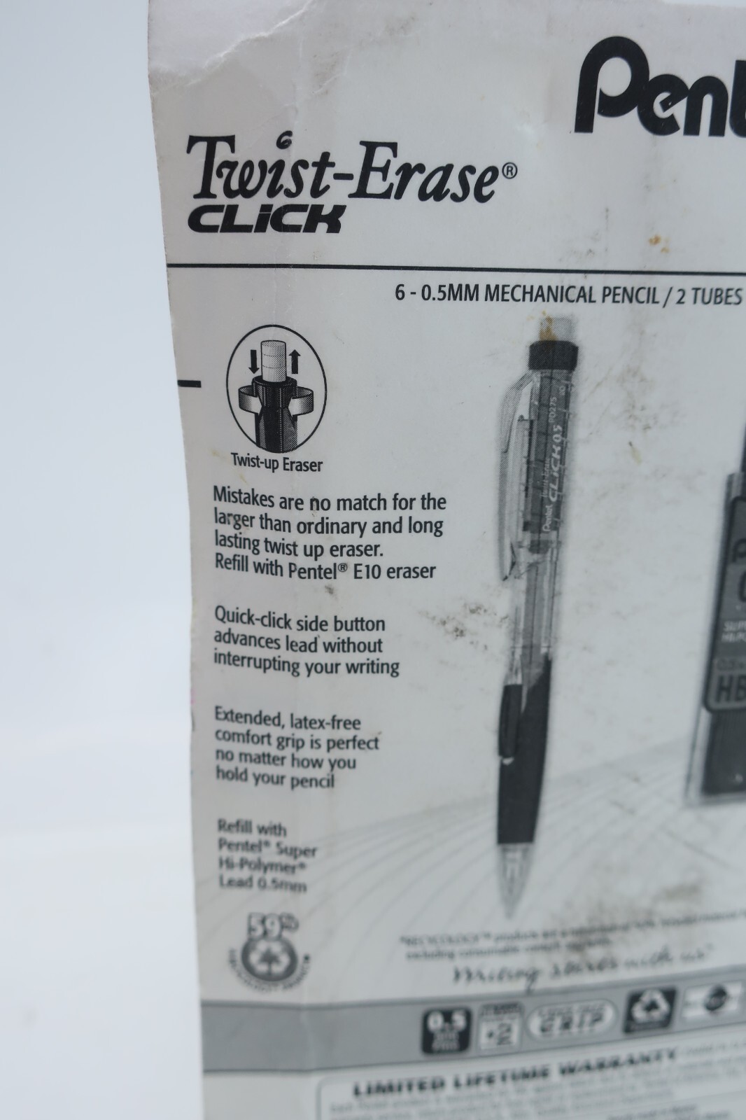 Pentel 26118 Twist Erase 0.5 mm Fine Click Mechanical Pencil w/ Refill Pack of 6