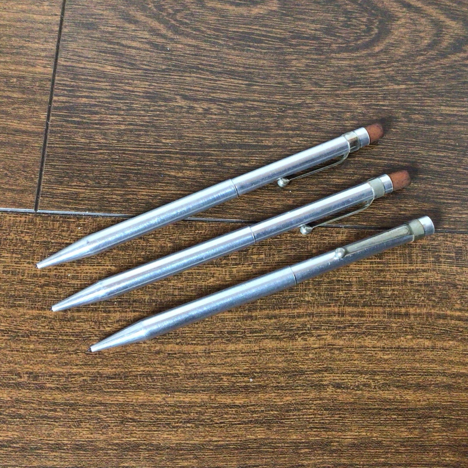 3-Vintage Yankee Slide Telescoping Mechanical Pencil Brushed Satin Aluminum 4.5”