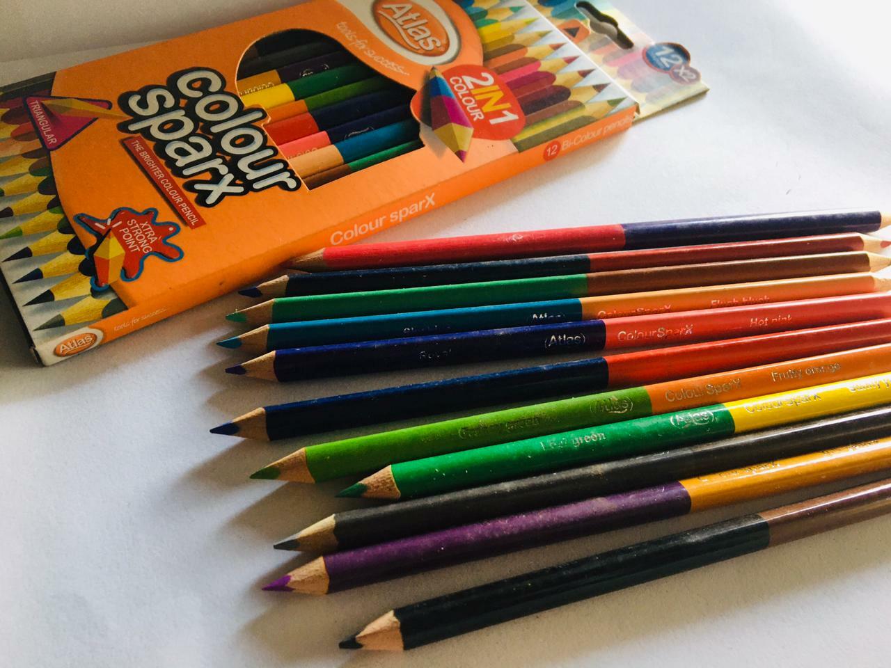24 Multicolor 12 pencils drawing art kid’s adults 2 in 1 wood pencil Stationary