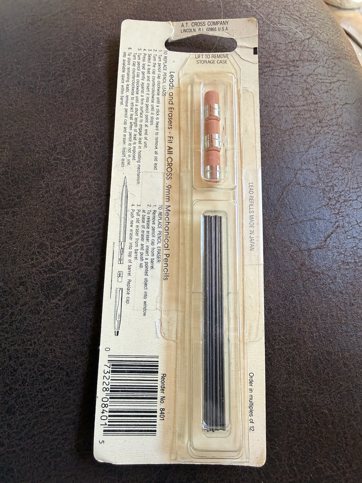 Cross 0.9 mm Pencil Lead Refills & Erasers #8401 12 Lead And 3 Erasers New