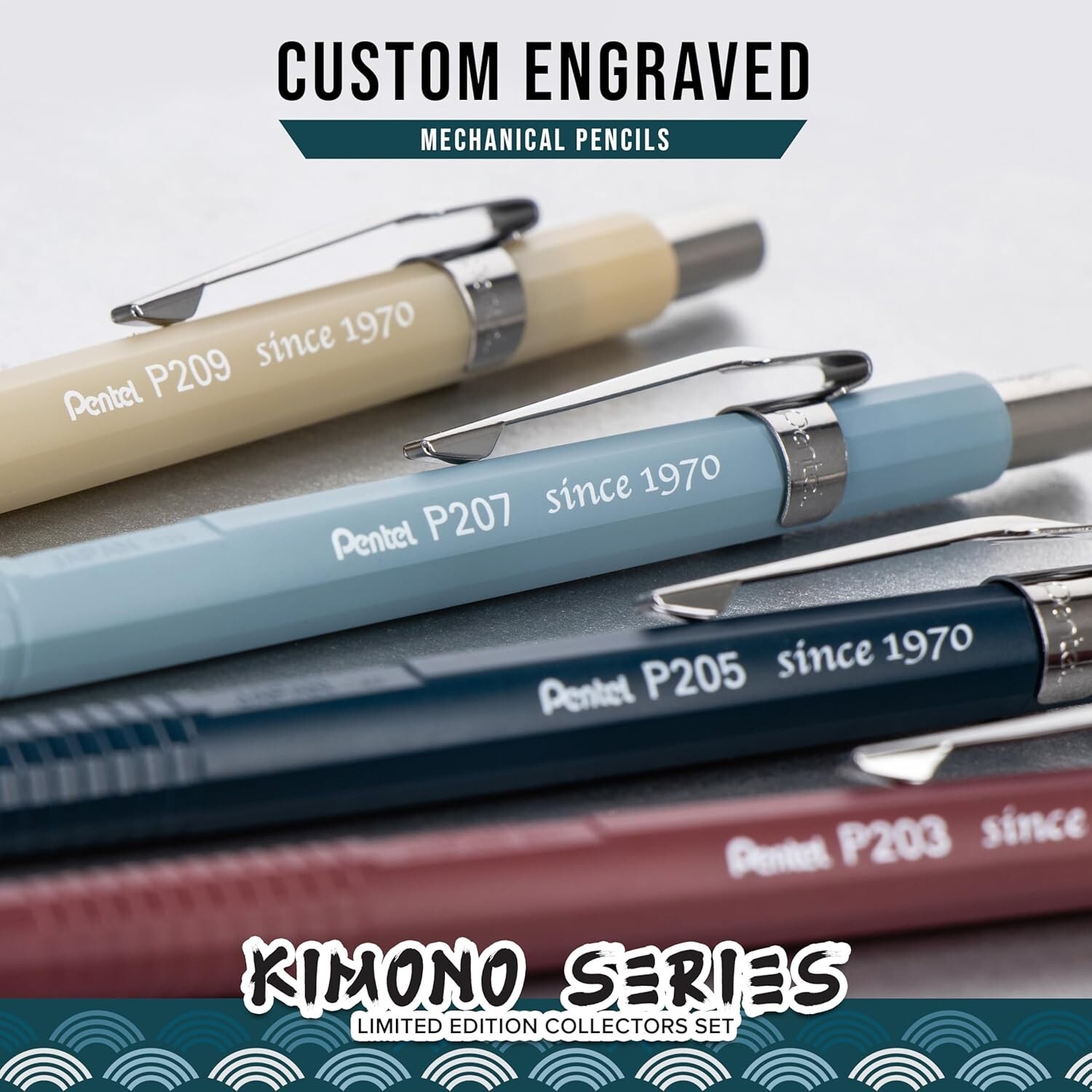 Pentel P200 Kimono Series Mechanical Pencil Set of 4-0.3/0.5/0.7/0.9mm