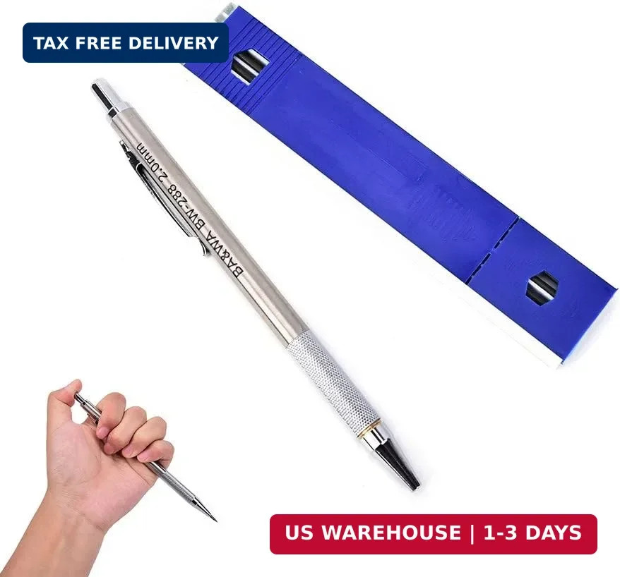 Warmshine 4 Pack 2.0 Mm Lead Holder Metal Mechanical Pencil Automatic Mechanical