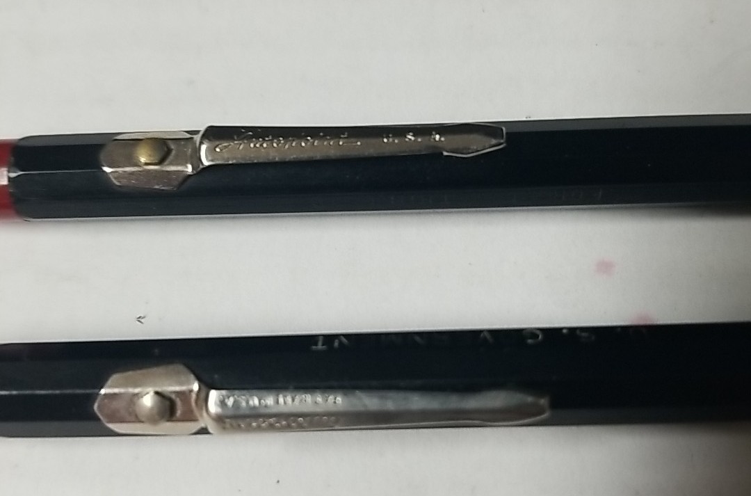 2 Vintage Autopoint Mechanical Pencils Black Red Twist Action US Government lot