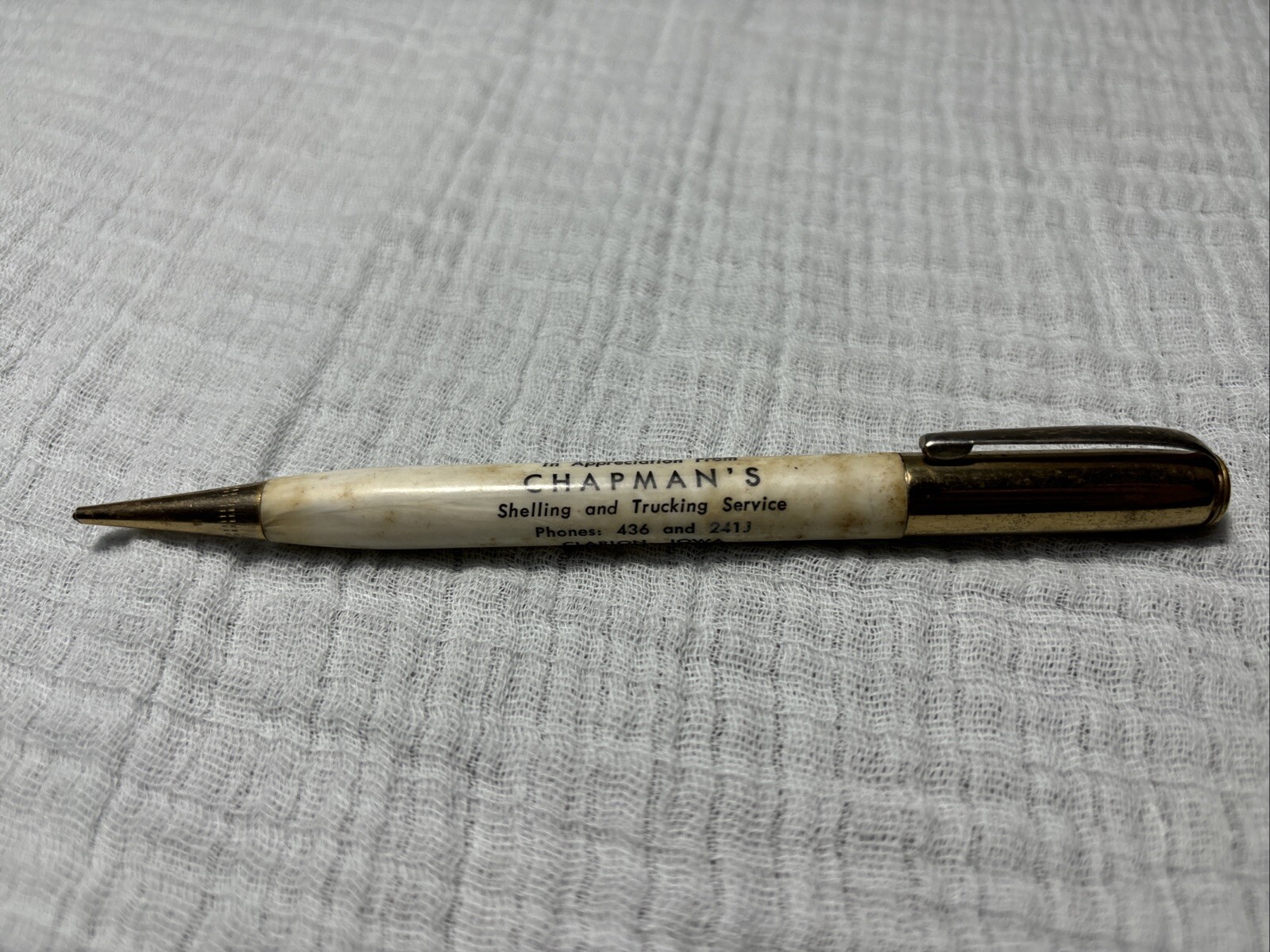 Vintage Chapmans Corn Shelling & Trucking Service Mechanical Pencil Clarion IA