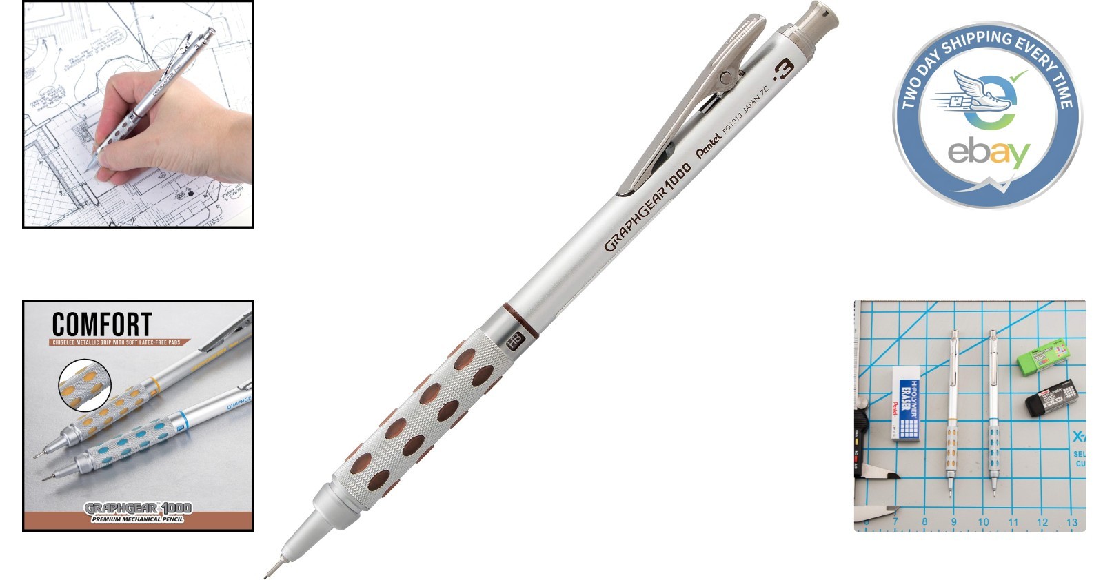 Precision Drafting Pencil GraphGear 1000 0.3mm – Durable, Refillable & Ergonomic