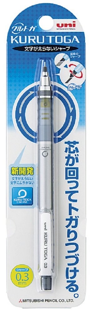 Kurutoga Mechanical Pencil Standard 0.3mm Silver M34501P.26 Office School