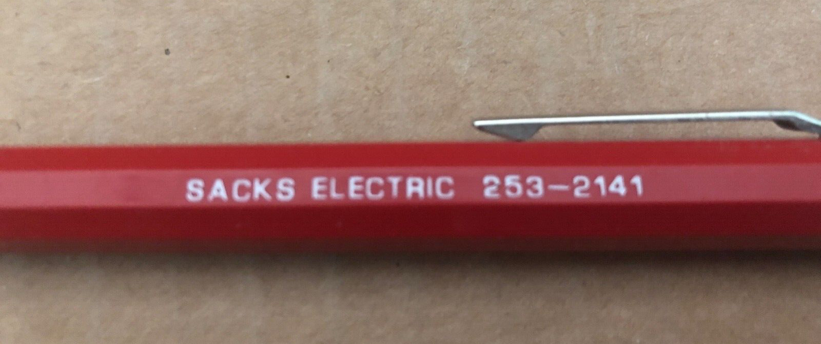 Vintage AUTOPOINT USA Mechanical Pencil SACKS ELECTRIC logo red white