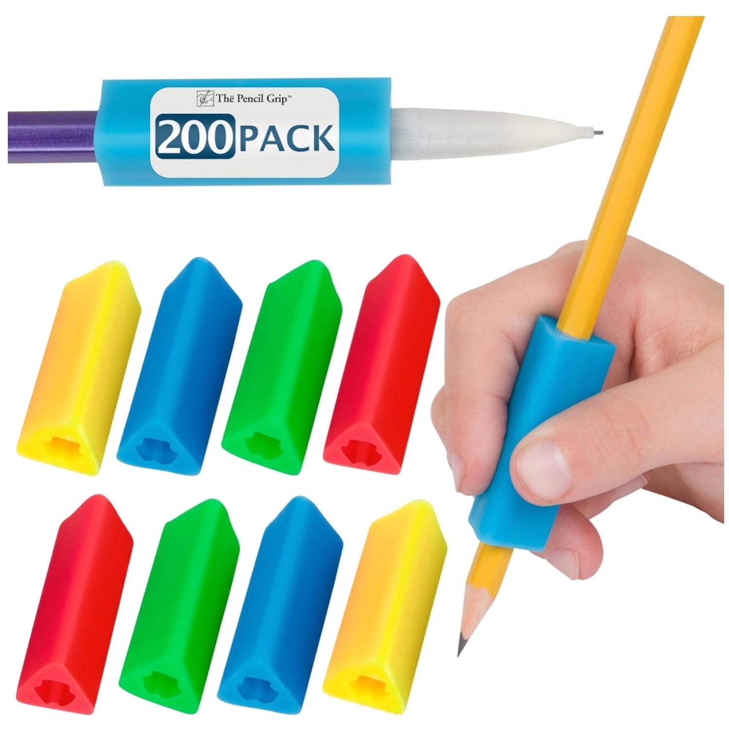 Ergonomic Triangle Pencil Grips, 200 Count