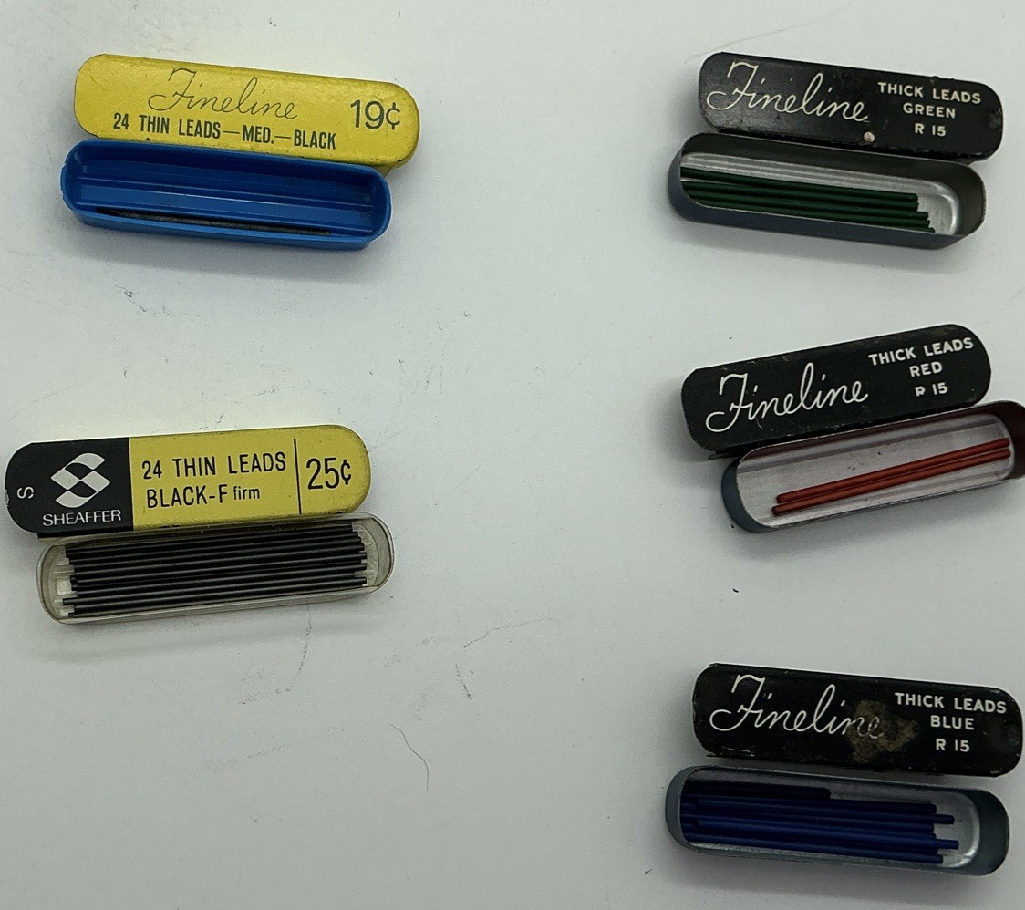 Lot of Sheaffer Fine Line Thick Lead,3 R15,s Green,Red,Blue, 2 Black-SHIPS FREE
