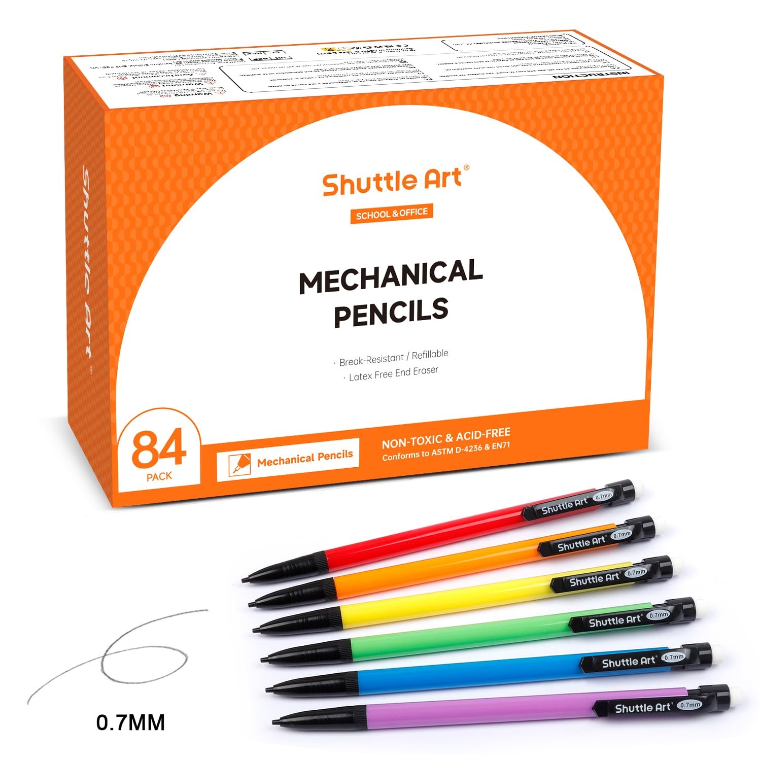 84 PCS Bulk Mechanical Pencils 0.7mm Medium Point HB #2 Lead Assorted