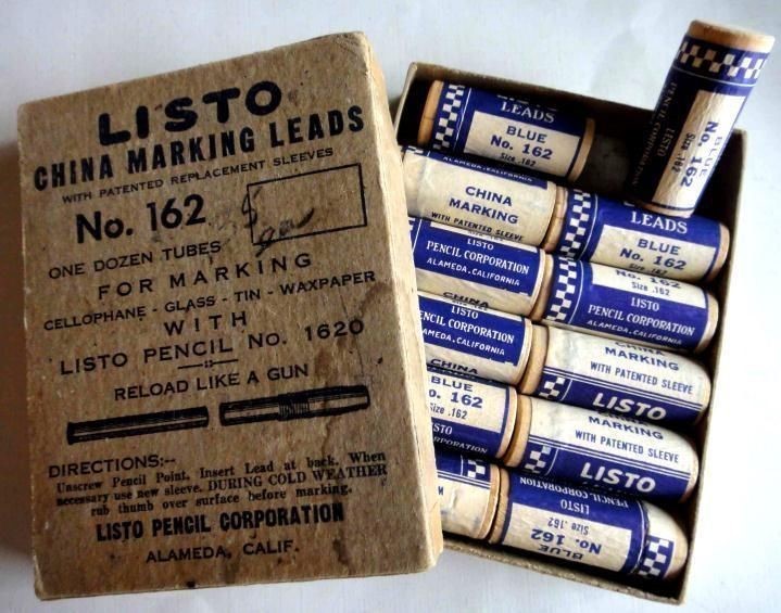 vintage FULL BOX,12 WOOD PKS,LISTO CHINA MARK LEAD~OLD