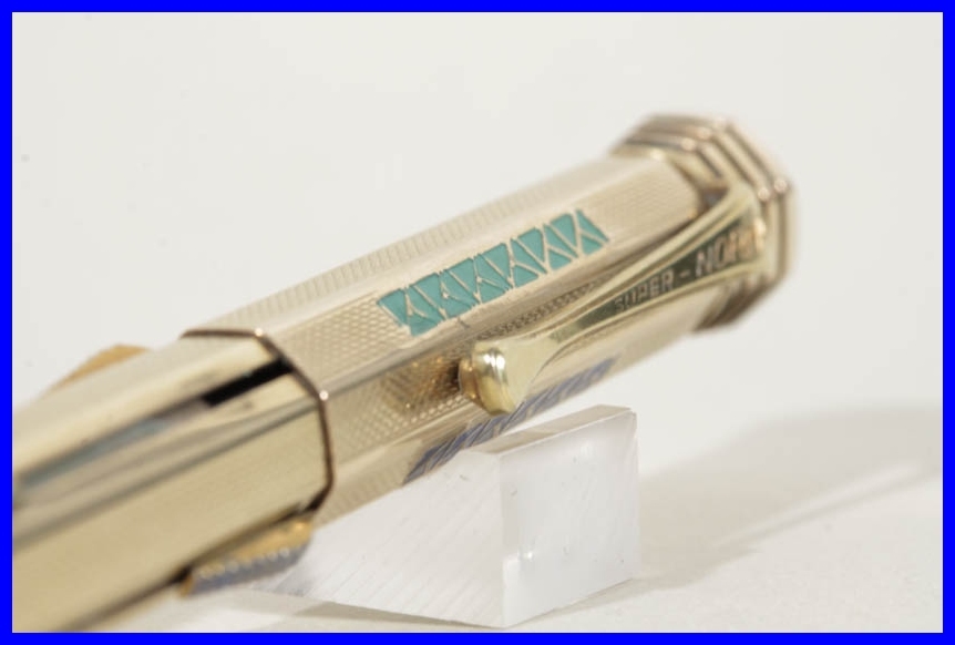 High End Art Deco FEND 4 color pencil WALZGOLD fantasic design & huge blue stone