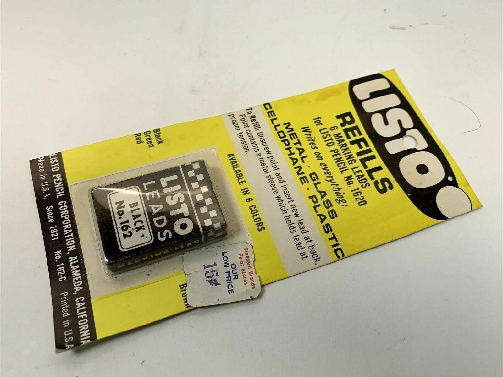 Vintage LISTO LEADS Black Refill Pencil No. 1620 in Package Brand New Sealed