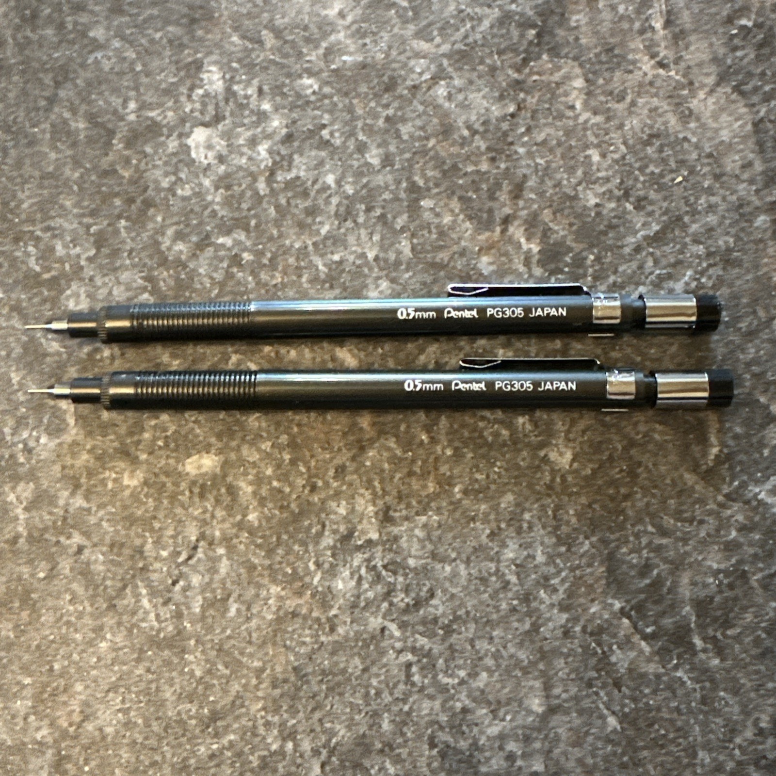 2 PENTEL PG305 Mechanical Pencil 0.5mm Vtg Black Japan 1960’s Retired Lot Of Two