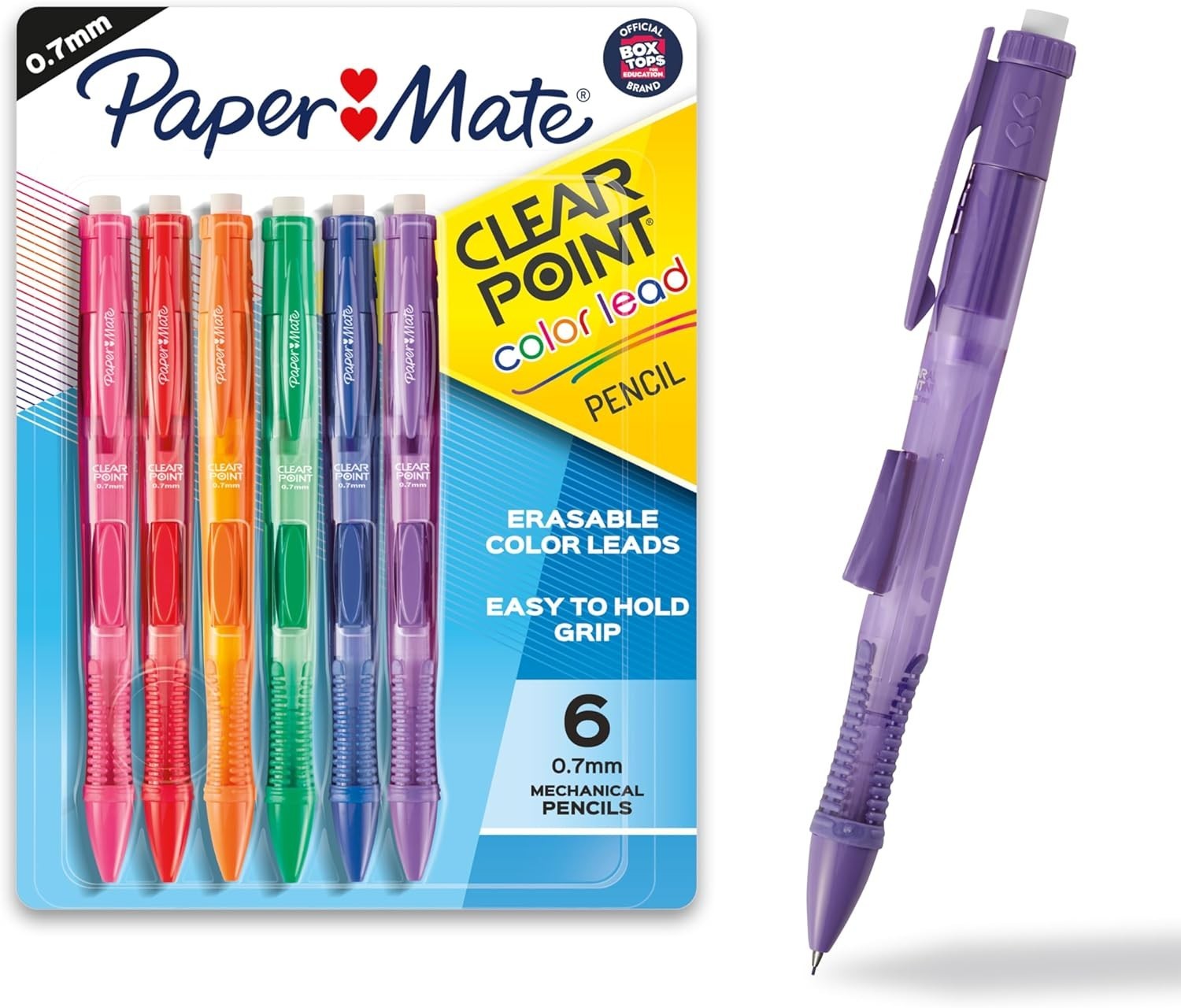 Clearpoint 0.7mm Vibrant Refillable Mechanical Pencils – 6 Pack for Teens