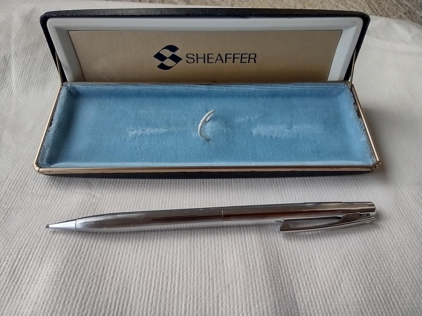 NEW 1970’s SHEAFFER MECHANICAL PENCIL 506 WHITE DOT SILVER CHROME USA HARD BOX