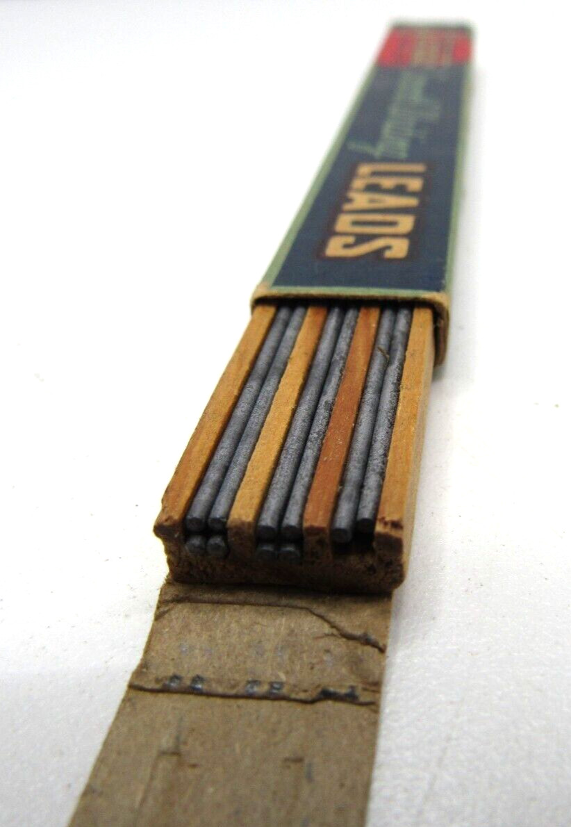 2 VINTAGE LONG PENCIL LEAD in BOX SCRIPTO Extra Strong Drawing Writing -A8