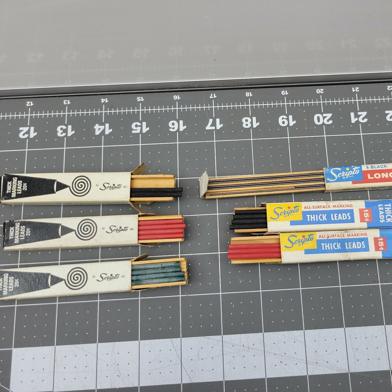 Vintage Scripto Mechanical Pencil Refills Black Green & Red Leads Lot of 6