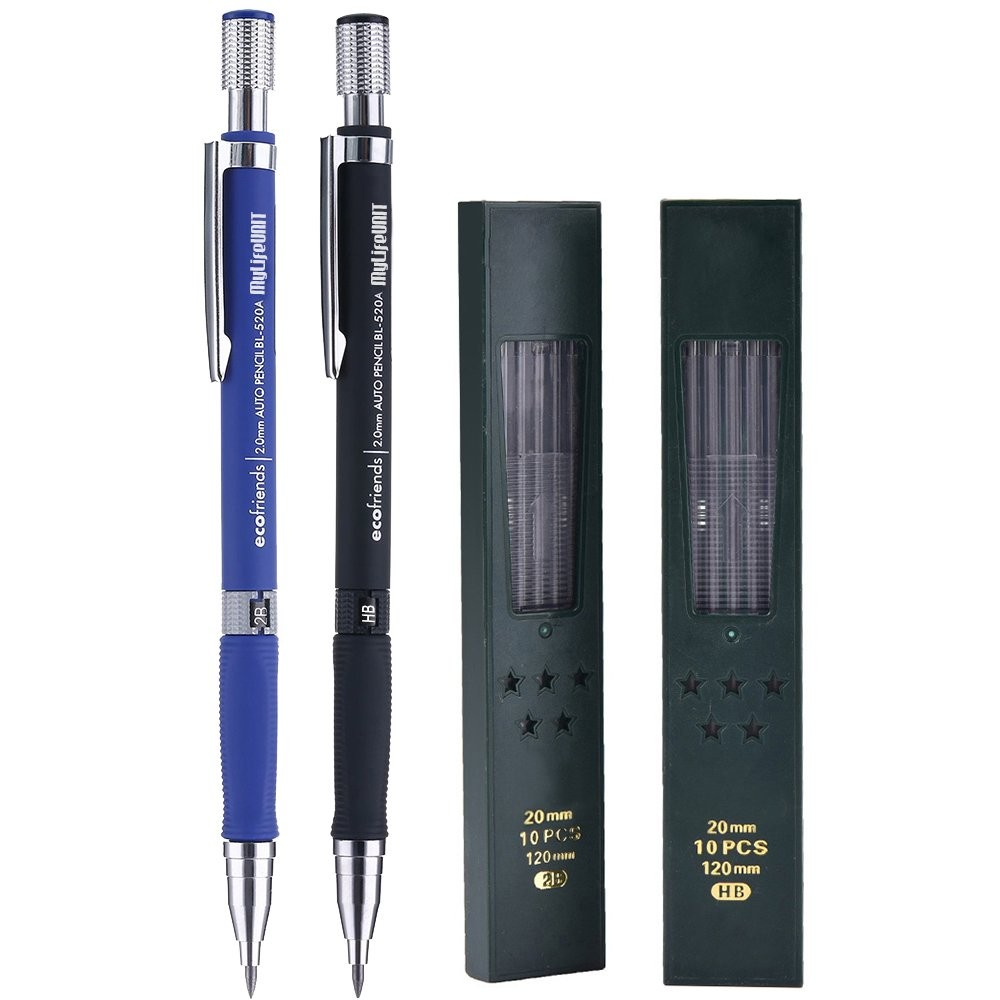 MyLifeUNIT 2.0mm Mechanical Pencil, 2mm Lead Pencil for Draft Drawing, Carpenter