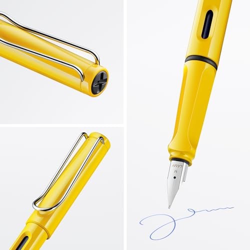 LAMY Safari Yellow Fountain Pen – Ergonomic Grip and Polished Steel Nib Size EF