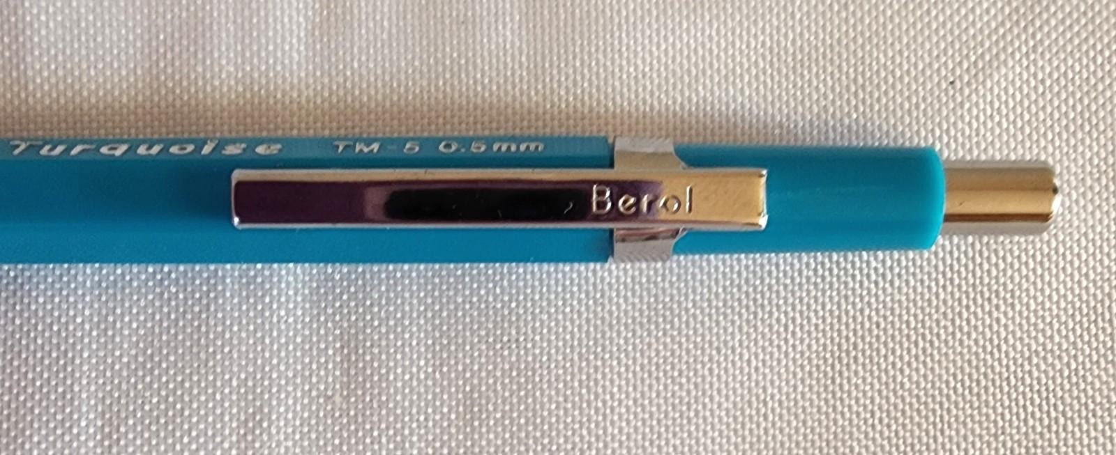 BEROL 0.5mm TM5 PUSH ACTION AUTO FEED MECHANICAL PENCIL TURQUOISE + DRAWING LEAD