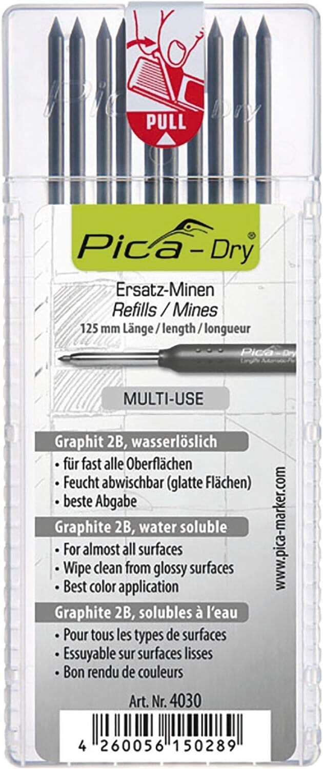 Pica Dry Graphite Marking Pen Refill 4030 Pack of 10 Black Markers