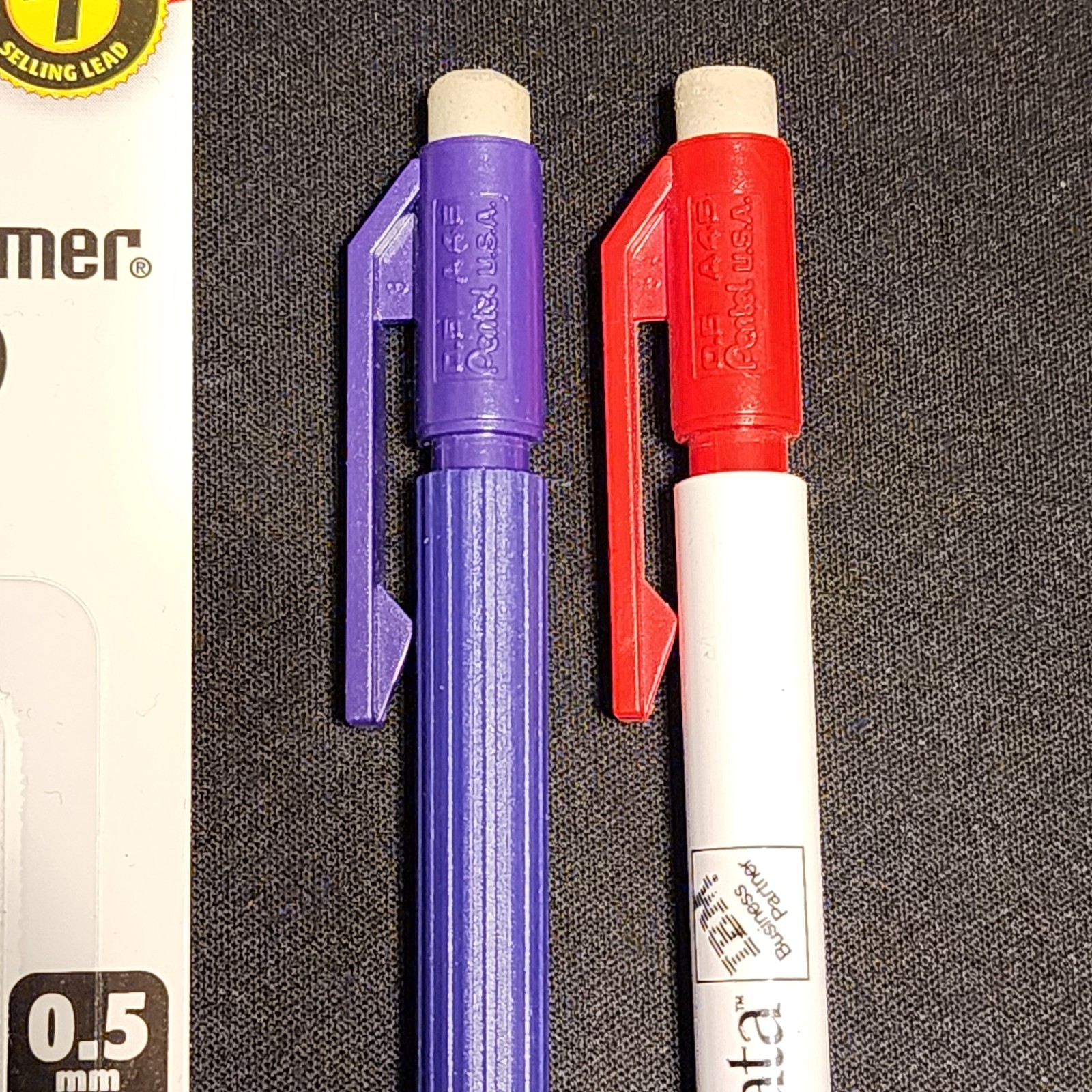 x2 Pentel A45 0.5mm Automatic Mechanical Pencil Purple, White Red IBM AmeriData
