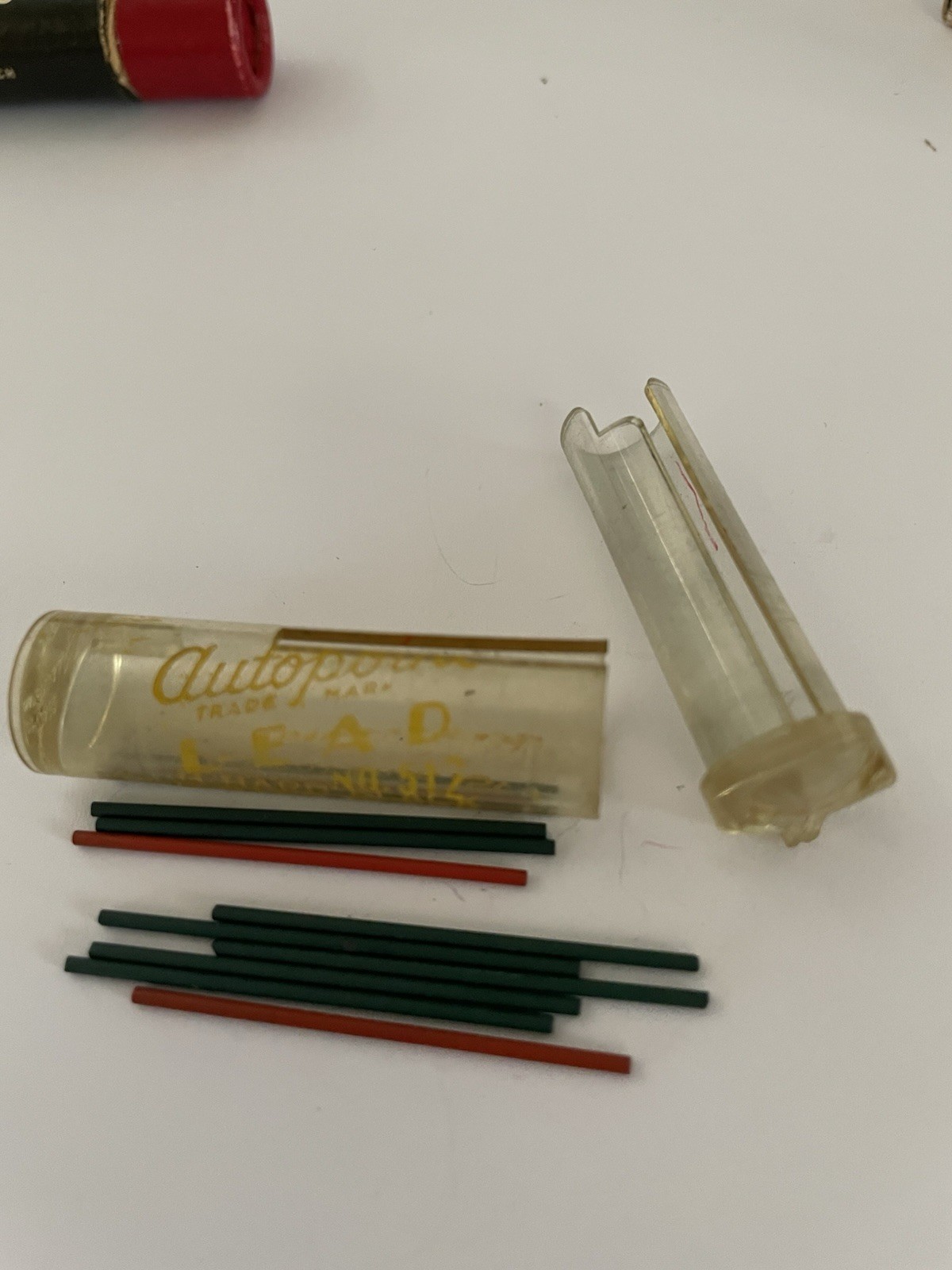 Lot of Vintage AUTOPOINT Mechanical Pencil Lead USA , Black Red Blue & 1 Evrshrp