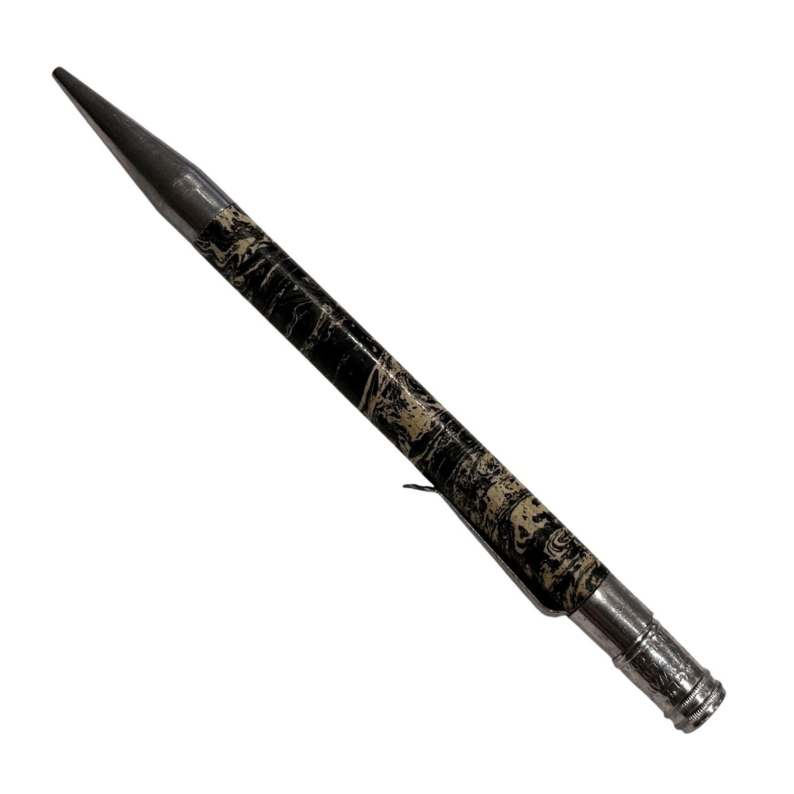 Vintage 1920s Eagle Pencil Mechanical Pencil Black Gold Marbled Celluloid USA