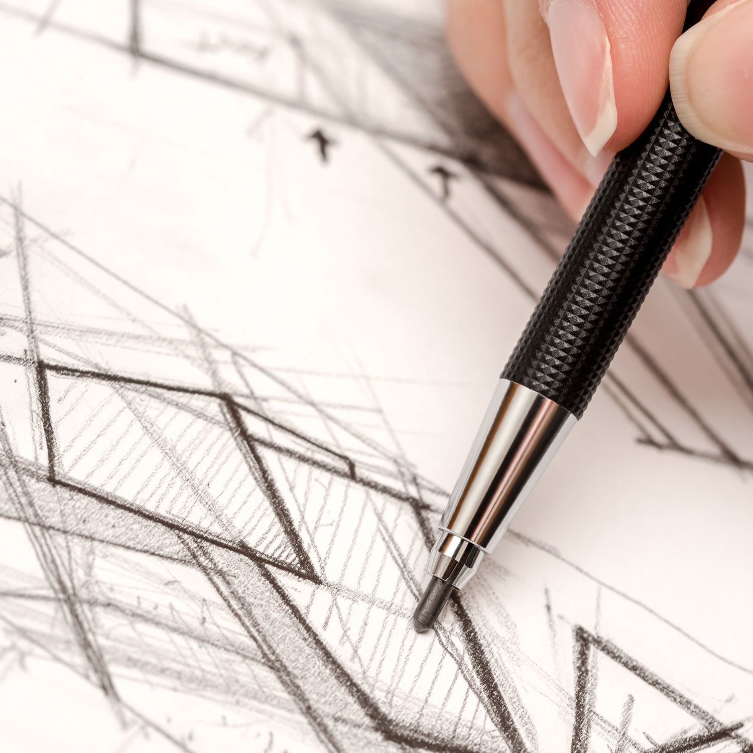 2.0mm Mechanical Pencil Drafting Drawing Color Black Case Refills 3 PCS