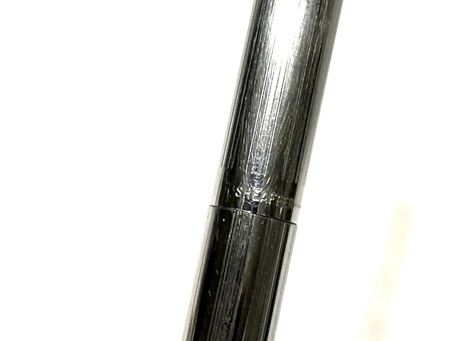 Vintage Sheaffer Ribbed Chrome White Dot Mechanical Pencil w/Red Lead