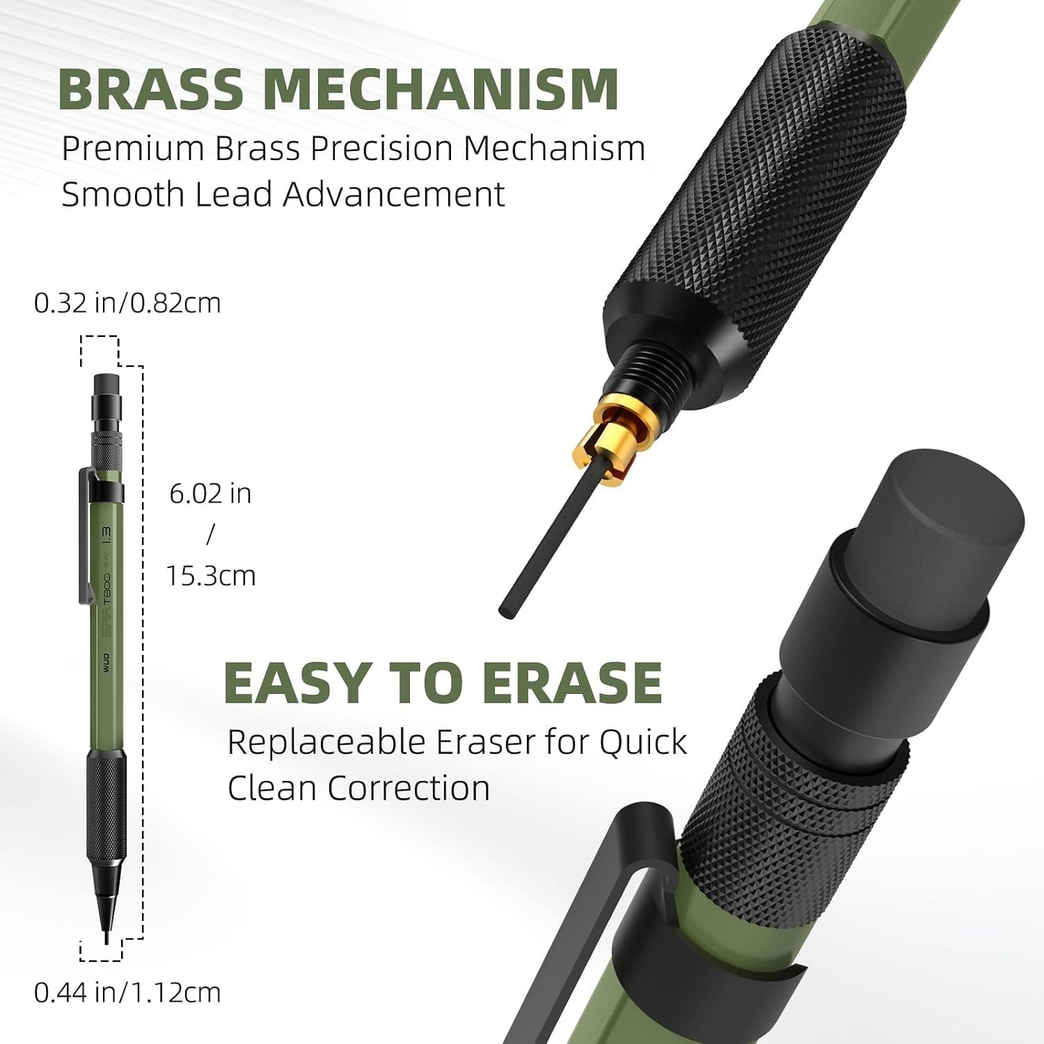 All-in-One 1.3mm Mechanical Pencil Set with Color-Coded Leads + Erasers – 3 Pack