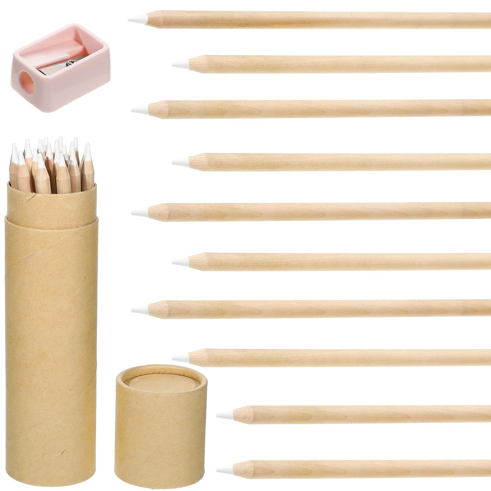 Tenare 10 Pieces White Chalk Pencil Set 1 Count (Pack of 10), Wooden