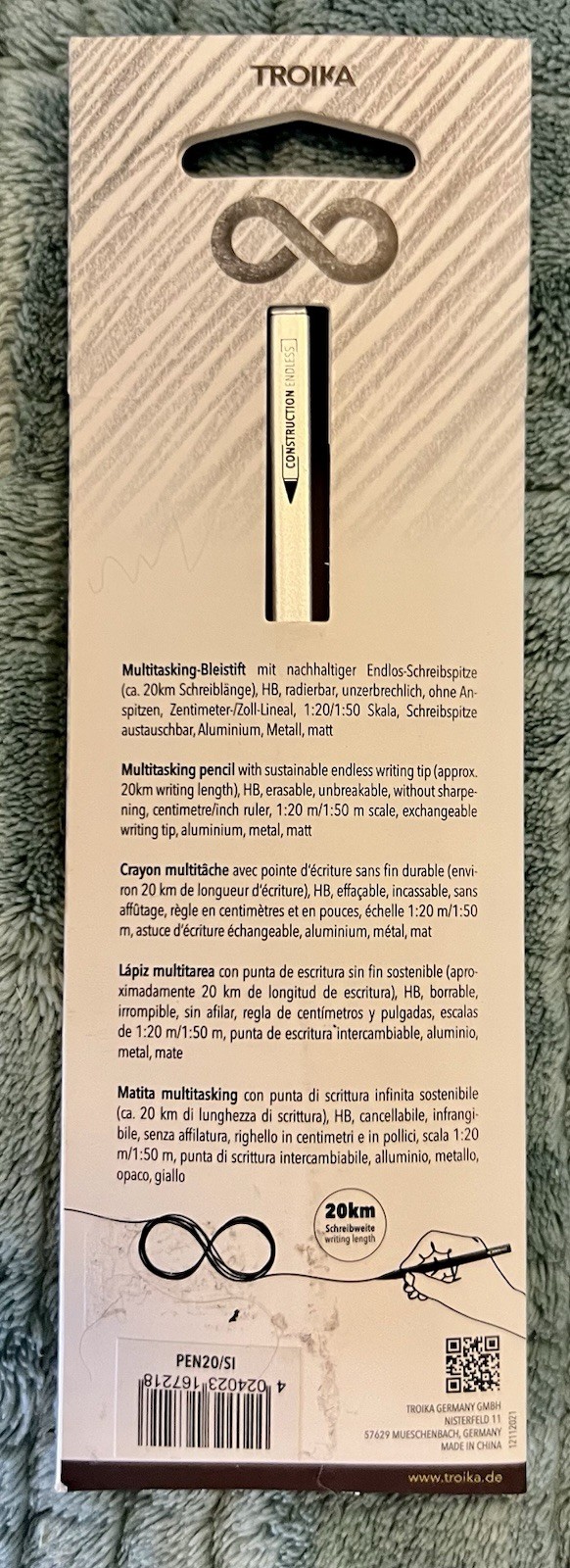 Troika Multitasking Mechanical Pencil Construction Endless, Erasable HB Alumini…