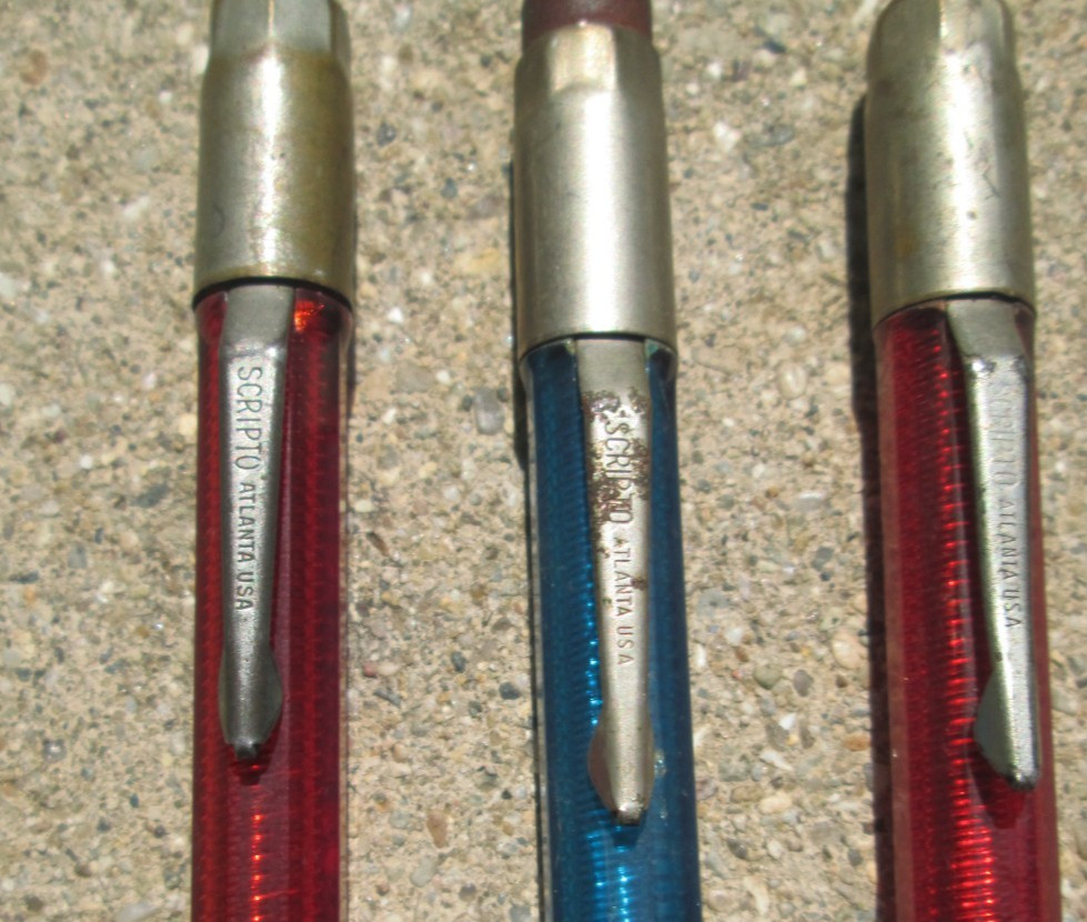 Lot of 3 Vintage Scripto Atlanta Transparent Mechanical Pencils Parts or Repair