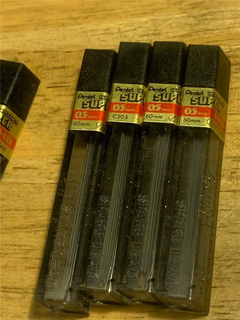 Pentel C505-HB 0.5mm Super Hi-Polymer Lead, Box of 10 Tubes